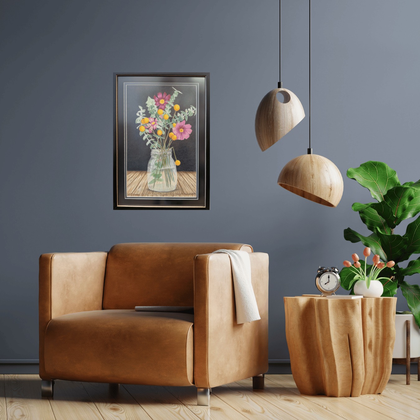Flowers for Me from my Love - Colour Pencil Original Framed